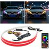 Lcxecnw Indicatore di direzione con striscia luminosa RGB per auto,striscia luminosa di marcia diurna a LED flessibile e impermeabile con controllo app wireless,adatta per auto,moto (24pollici/12V)