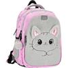 sarcia.eu Zaino RINFORZATO rosa per bambina, con catarifrangenti TRE SCOMPARTI gatto 40x29x20cm, 23 l (Chaton rose)