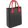 O Bag Chic Donna Borsa OS Nero Rosso Doppio Manico Interno Marsupio Quadrato