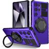 XKchatpt Custodia per Telefono con Supporto ad Anello Magnetico Girevole a 360° per Samsung Galaxy S24 Ultra, Protezione Antiurto Regolabile, Viola
