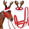 Dansydaisy 2 pezzi di Natale cavallo accessorio di Natale corna di cavallo cappello e renna vacanza cavallo halter set per vacanze cavallo accessori costume