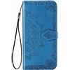 Custodia A Portafoglio In Pelle Premium Per Xiaomi Poco X3 NFC: Cover Con 3 Slot Per Carte, Tasca Contanti, Cavalletto E Chiusura Magnetica - Blu Scuro
