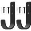 QJKEJI 2 Pz Ganci da Muro, Ganci da Parete per Garage Nero, Ganci a J per Garage, Gancio Bici Muro, ganci per Biciclette da Muro, Supporto da Parete per Appendere Oggetti Ingombranti Utensili Elettrici