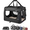 lionto Borsa trasportino per cani pieghevole per viaggi e auto, 60x42x44 cm, box di trasporto stabile con maniglie per gatti e animali fino a 12 kg, scatola in tessuto, nero