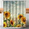Lokigo Tenda da doccia extra lunga 213 cm con girasole rustica impermeabile in tessuto largo per bagno colorato floreale tenda da doccia decorativa con 12 ganci, 183 x 213 cm