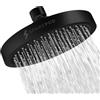SparkPod Soffione doccia fisso, pioggia ad alta pressione, look moderno di lusso, facile installazione senza attrezzi, ricambio perfetto per il soffione doccia del tuo bagno (rotondo 15 cm, nero