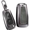TECART Custodia per chiave auto, adatta per Ford Ranger C-Max S-Max Focus Galaxy Mondeo Transit Tourneo, compatibile con lega di zinco, pelle TPU, 3 tasti, grigio corto
