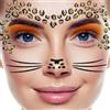 Rhsemi 2 pcs Tatuaggi Viso Leopard Print, Adesivi Viso Glitter, per Cosplay Carnevale Halloween