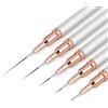 ZEOHBETY Pennelli per nail art, 5 pennelli per nail art, set di pennelli per disegnare e punteggiare le unghie, per linee lunghe, dettagli sottili, dimensioni 4/8/12/20/30 mm，argento