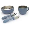 Taiki Steel - Food Set Artico Ciotola + Bicchiere + Cucchiaio + Forchetta Acciaio/Silicone