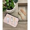 Mami Pure Set - Gift Set composto da: Pochette Rosa - Spazzola e pettine in legno - Forbicine, Tagliaunghie e limetta in vetro biscotto