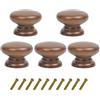 Mysummer Confezione da 5 pomelli rotondi in legno di noce, per armadietti da cucina, mobili, comò, armadi, cassetti, 33 x 25 mm (diametro x altezza)