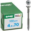 SPAX, 25470004507022, Vite Facciata 4,5 x 70 mm, 100 pezzi, ha sollevato, T-Star Plus, CUT, filo di fissaggio, acciaio inox A2, 1,4567