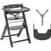 Bebeconfort Timba 2 Seggiolone Pappa Evolutivo in Legno, 6+ Mesi, Fino a 110 kg, Sedia Evolutiva Ergonomica, Regolabile in Altezza, Vassoio Amovibile, Facile da Montare e Pulire, Warm Grey