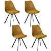 HOME DECO FACTORY HOMDE Deco Factory, HD0482, Set di 4 sedie Moderne con Cuscino, Design Elegante e Confortevole, perfette per Sala da Pranzo o Ufficio, Colore Giallo, Dimensioni 52x82x47 cm