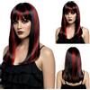 SAIIURV Parrucca da Vampiro Parruccha Donna Lungo Parrucce Nera Rossa Parrucche di Halloween Accessori Costumi da Vampiro Gotico Malvagio per Halloween Carnevale Feste Cosplay(Nero Rosso)