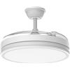Airwit 106cm Ventilatore da Soffitto con Luce e pale retrattili, Silenzioso Lampada Ventilatore da Soffitto con Telecomando e Motore DC per Camera da Letto, Cucina, Soggiorno, 6 Velocità (Bianco Pro)