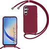 Belzsxy Cover per Samsung Galaxy A55 5G con Cordino, Custodia con Laccio Collana Tracolla Collo Liquido Silicone Antiurto TPU Antiurto AntiGraffio Case,Rosso