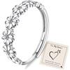HEEYA Anello da donna in argento con margherita ipoallergenico con zirconi cubici, anello aperto regolabile, anello per donna e ragazza