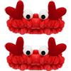 HAICN 2 fasce per capelli in peluche a forma di granchio, rosse, per trucco facciale, fascia elastica per capelli, accessori creativi per donne e ragazze, bomboniere per feste