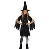 FIESTAS GUIRCA Costume da strega di Salem per ragazze - Strega nera con cappello da strega - Costume bambina Halloween