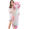 Aiuidun Gatto Peluche Morbido Abbraccio Cuscino Imbottito Animale Carino Kitty Sleeping Throw Regalo per Bambini (70cm/27.5inch, Pink)
