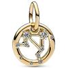 PANDORA Pendente Moments con segno zodiacale della Bilancia placcato in oro 14 carati con zirconi cubici trasparenti