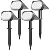 Quntis Faretto LED da Esterno Solare 4Pcs Luci Solari Esterno da Giardino IP65 Impermeabile Faretti Solari Potenti 3 Modes Luci Esterno Energia Solare per Cortile, Patio, Prato