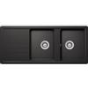 Schock Lavello incasso 2 Vasche con Gocciolatoio Reversibile sopratop sottotop 116 x 50 cm CRISTALITE Nero Assoluto ELEMENT D200 SCHOCK ELED200A13N