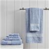 Madison Park Set di asciugamani da bagno in 100% cotone biologico, qualità alberghiera e spa, altamente assorbenti, ad asciugatura rapida, include per doccia, lavaggio a mano e viso, multicolore, blu,