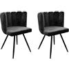 HOME DECO FACTORY Ariel - Set di 2 sedie in velluto nero per mobili, per sedia,soggiorno, sala da pranzo, casa, camera da letto, mobile, tessuto e poliestere, 59,5 x 47,5 x 79 cm