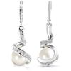 Xonojun Orecchini pendenti, perle coltivate grigie e bianche, 18 K argento placcato oro, lunghe forate per donna e ragazza regalo, S, Cristallo, Diamante sintetico