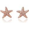 IMINI Orecchini a stelo a forma di stella marina rosa per donne e ragazze, in argento sterling oro rosa carina stella di cristallo piccola cartilagine delicato oceano spiaggia festa vacanza gioielli regali,