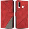 SONWO Cover per Huawei P30 Lite/Nova 4E, Flip Caso in PU Pelle Case Cover Custodia con Slot per Schede e Supporto Stand per Huawei P30 Lite/Nova 4E, Rosso