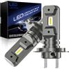 JOSHF Lampadina H7 LED, 600% 6500K Luce Bianca Fredda Lampadine LED H7, 32000LM 100W Dimensioni Mini 1:1 Plug and Play, Abbagliante e Anabbagliante per Auto, Pacco da 2