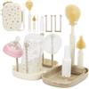 Vicloon 6 in 1 Spazzole per biberon, set da viaggio con spazzola in silicone per biberon/tettarella/cannuccia dispenser di sapone stendibiancheria, articoli essenziali da viaggio per neonati(Marrone)