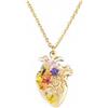Generico BeFloral Collana Cuore Anatomico Donna in Acciaio Inossidabile Oro con Fiori Veri in Resina, Gioiello Artigianale, Idea Regalo Medico/Infermiera