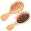 Zyghjort Spazzola in bambù per la crescita dei capelli, mini spazzola massaggiante in legno naturale, antistatica, rotonda, per cuoio capelluto e capelli, districante, piccole dimensioni da viaggio, per borsa