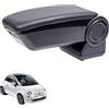 RATI ARMSTER 3 Bracciolo adatto per FIAT 500 2016-2024 [nero,pelle vegana] Bracciolo centrale retrofittabile con vano portaoggetti