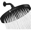 SparkPod Fixed Shower Head - High Pressure Rain - Luxury Modern Chrome Look - Easy Tool Free Installation - The Perfect Adjustable Replacement (Matte Black, 20cm Round)