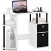 Furinno JAYA Scrivania da studio per computer semplicistica con cassetti per contenitori, Rovere Bianco, tubi in acciaio inossidabile