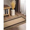 Hanse Home Jutta - Tappeto di iuta naturale e fatto a mano, robusto con bordo, look bohémien, per soggiorno, camera da letto, sala da pranzo, corridoio, colore nero naturale, 80 x 250 cm