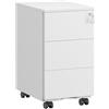 SONGMICS Cassettiera da Ufficio Studio Scrivania, Mobiletto con Ruote per Documenti, Supporto Stampante, con Chiusura, 3 Cassetti, Pre-Assemblato, 40 x 30 x 54 cm, Bianco Opaco OFC079W01