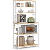 VASAGLE Scaffale Cucina, Mobile Cucina, Scaffale per Microonde, 6 Ripiani, 6 Ganci, Struttura in Acciaio, Stile Rustico, 40 x 80 x 167 cm, Rovere Dorato e Bianco Nuvola KKS019W09
