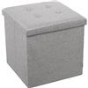 DRW Pouf peggiabile con stoccaggio in poliestere grigio 45x45x45 cm