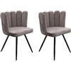 HOME DECO FACTORY Ariel - Set di 2 sedie in velluto grigio per mobili, da tavolo, per soggiorno, sala da pranzo, camera da letto, mobili, tessuto e poliestere, 59,5 x 47,5 x 79 cm
