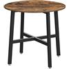 VASAGLE Tavolino da Pranzo, Tavolino da Cucina Rotondo, per Soggiorno, Sala da Pranzo, Ufficio, 80 x 75 cm (Diametro x Altezza), Stile Industriale, Marrone Vintage e Nero Inchiostro KDT080B01