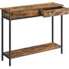 VASAGLE Tavolo Consolle, Tavolo da Ingresso, con 2 Cassetti, Struttura in Metallo, per Corridoio, Camera da Letto, Soggiorno, Stile Industriale, Marrone Vintage e Nero Inchiostro LNT015B01