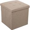 DRW Pouf incollabile con stoccaggio in poliestere beige 45x45x45 cm
