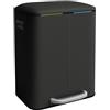 Relaxdays Cestino, 2 Scomparti, 2X 20 l, innesti Rimovibili, Chiusura softclose, Pedale, Metallo